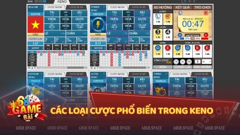 Đa dạng kiểu cược Keno tại 68 Game Bài – Chọn số, tài xỉu, chẵn lẻ, thỏa sức thử vận may